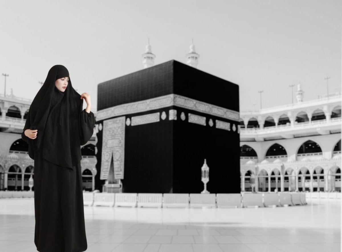 knee length dresses for ladies Eastessence Presents Double Layered Hajj Umrah Abaya Dress Available Only at Eastessence.com. 3XL [+$ 3.99] / 52 [+$ 4.99] / White main image 1