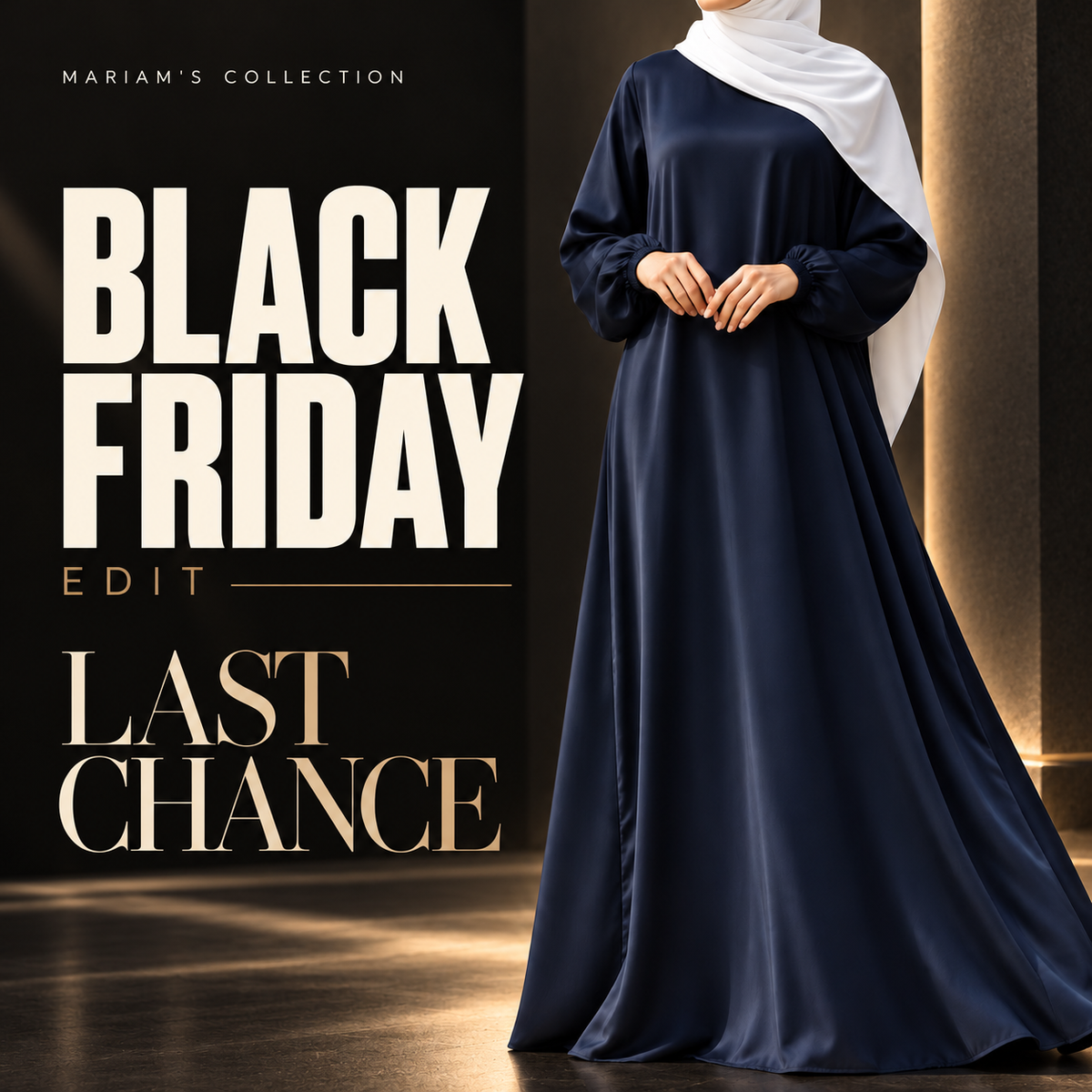 Mariam's Collection Last Chance Black Friday Edit — navy satin abaya