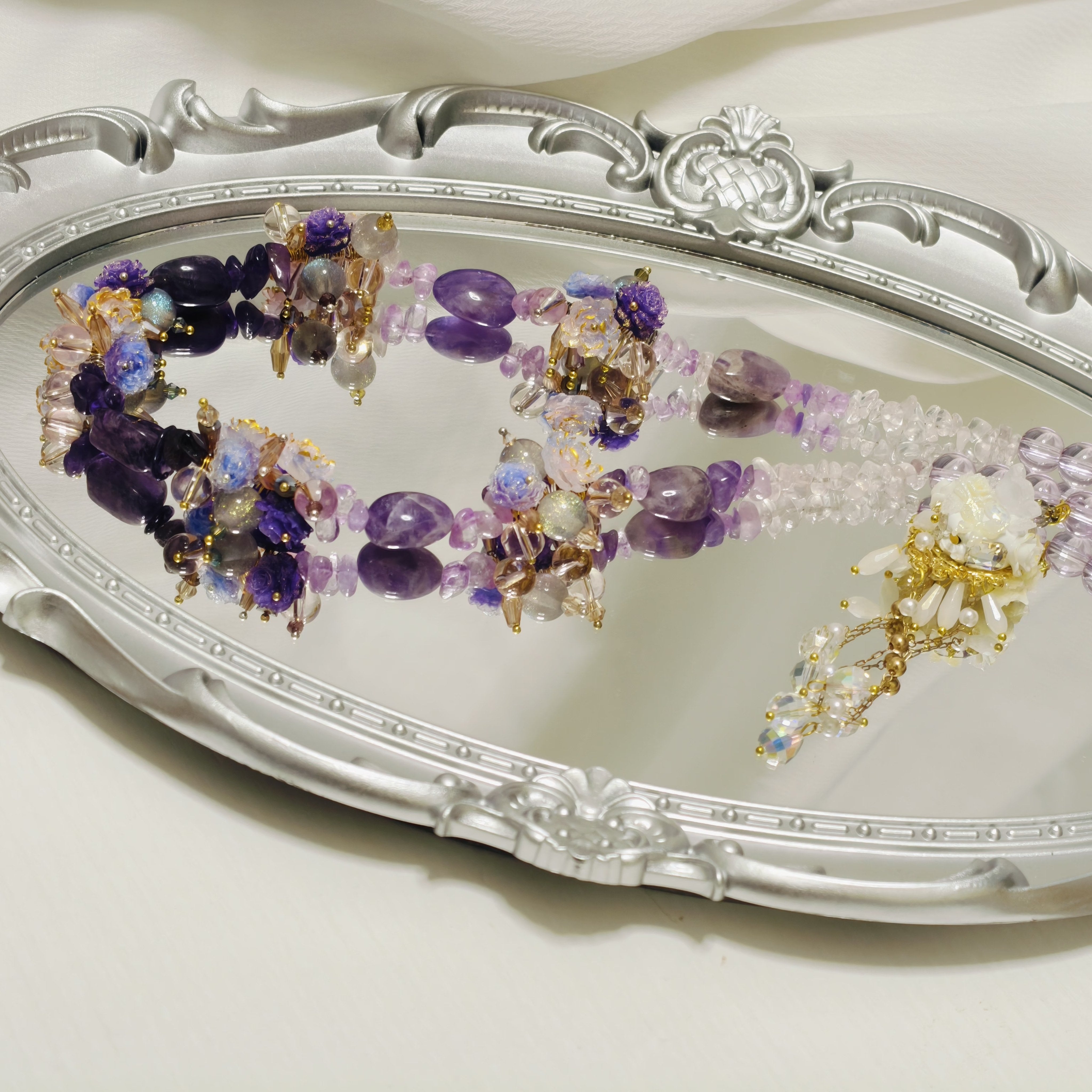 Handmade Premium Crystal Necklace | Artisan Woven Jewelry with Alloy Accents | Elegant Sparkling Statement Necklace for Women (MAC345)