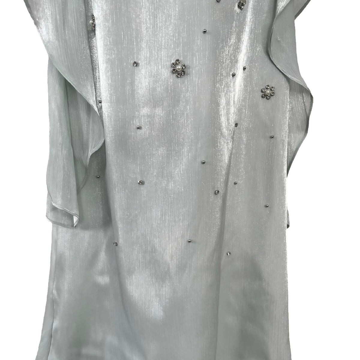 Crystal Embellished Shimmer Satin Maxi Dress(MS541)
