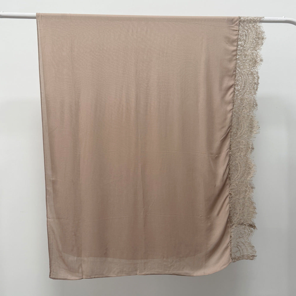 Lace Trim Rayon Hijab Scarf(MH211)