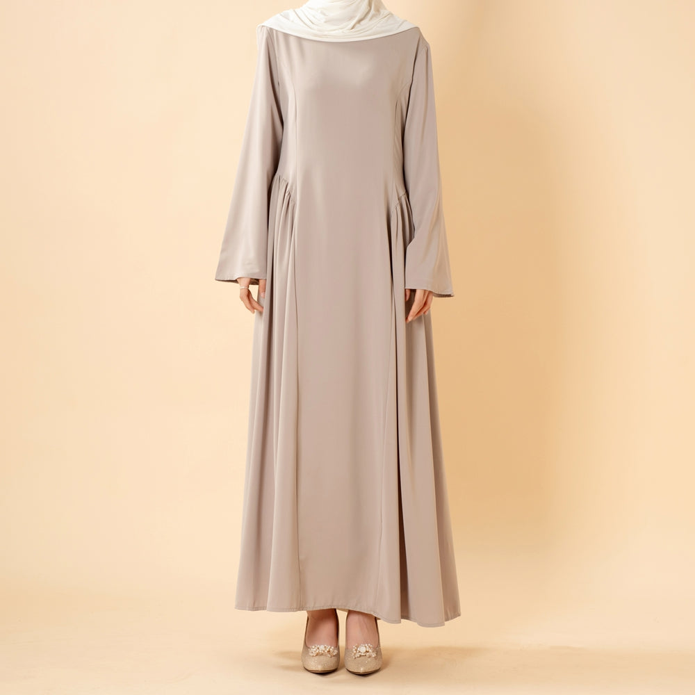 Nida Flared Maxi Dress with Pleated A-Line Skirt & Wide Bell Sleeves(MS435)