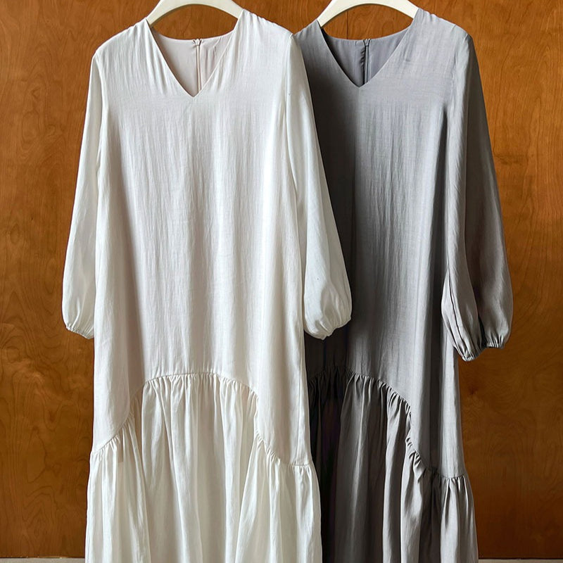 French-Inspired Ruffle Hem Maxi Dress(MS549)