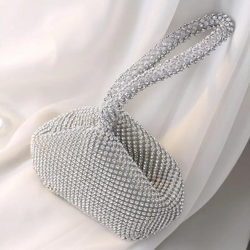 MAC057 Handbag Rhinestones Heart Shape Shiny Handmade Small Evening Bag Mariam's Collection