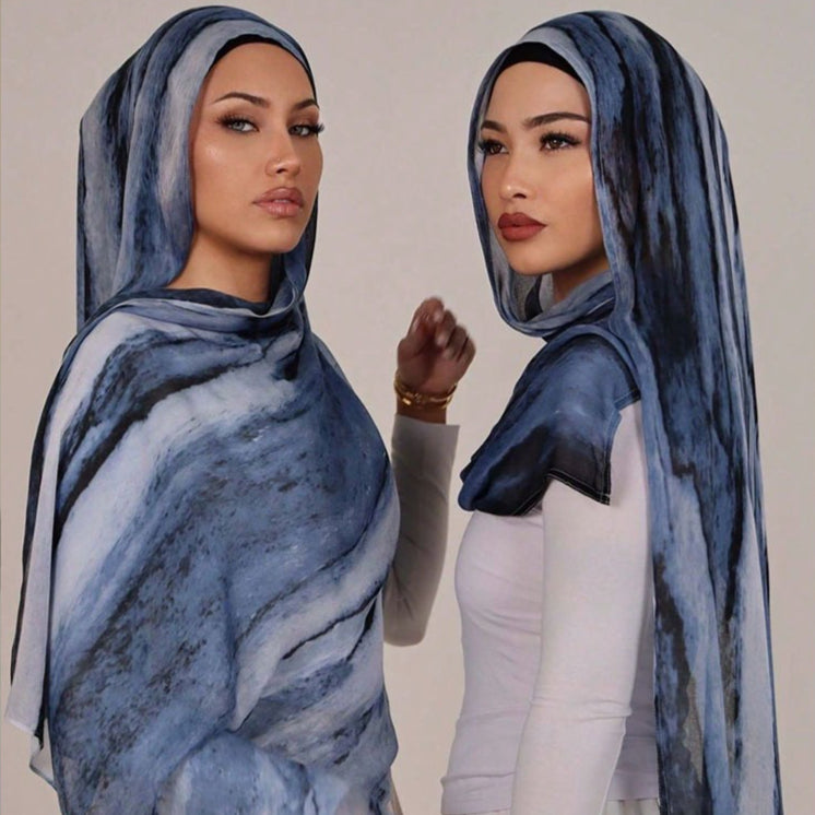 Printed Cotton Hijab Scarf | Soft Breathable Long Headscarf(MH201)