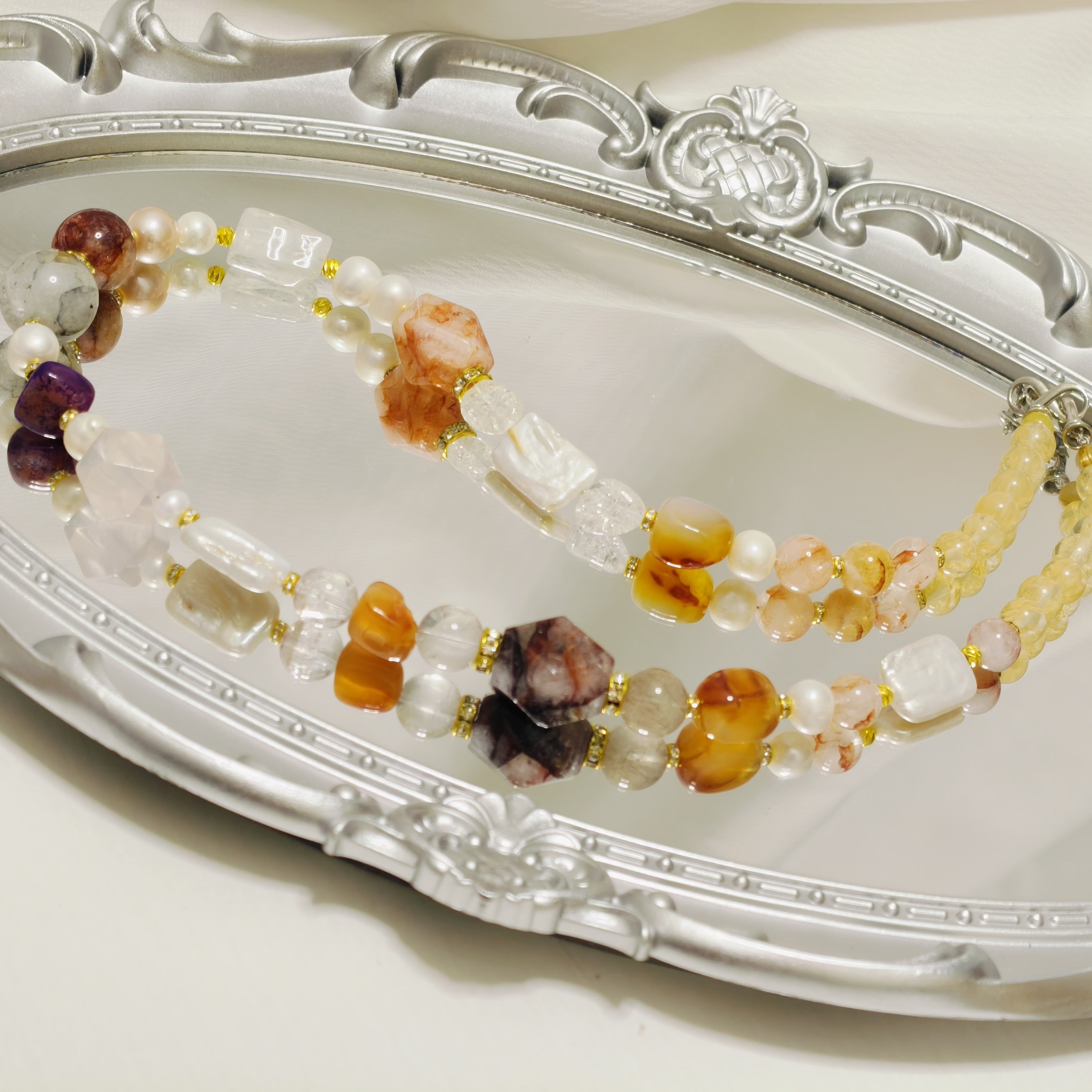 Handmade Premium Crystal Necklace | Artisan Woven Jewelry with Alloy Accents | Elegant Sparkling Statement Necklace for Women (MAC345)