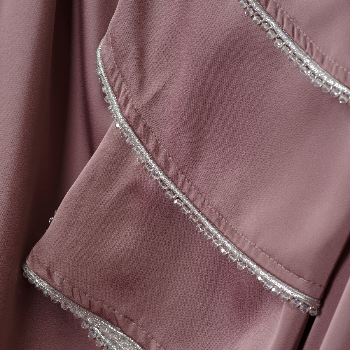 3 - Layer Diamond Ruffle Sleeve Abaya With Pockets (MA040) - Mariam's Collection