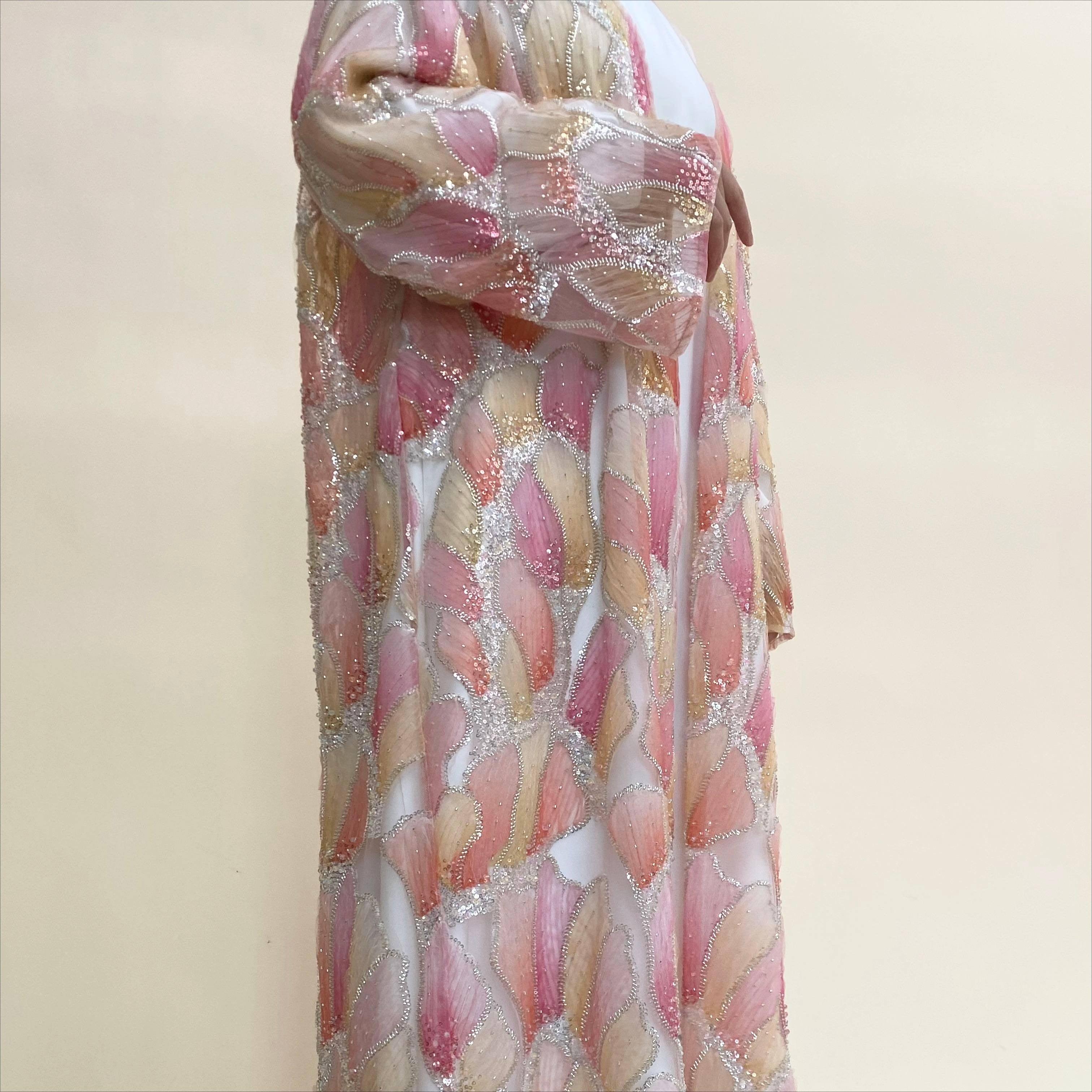 Luxury Hand-Embroidered Open Abaya Cardigan(MOA295)