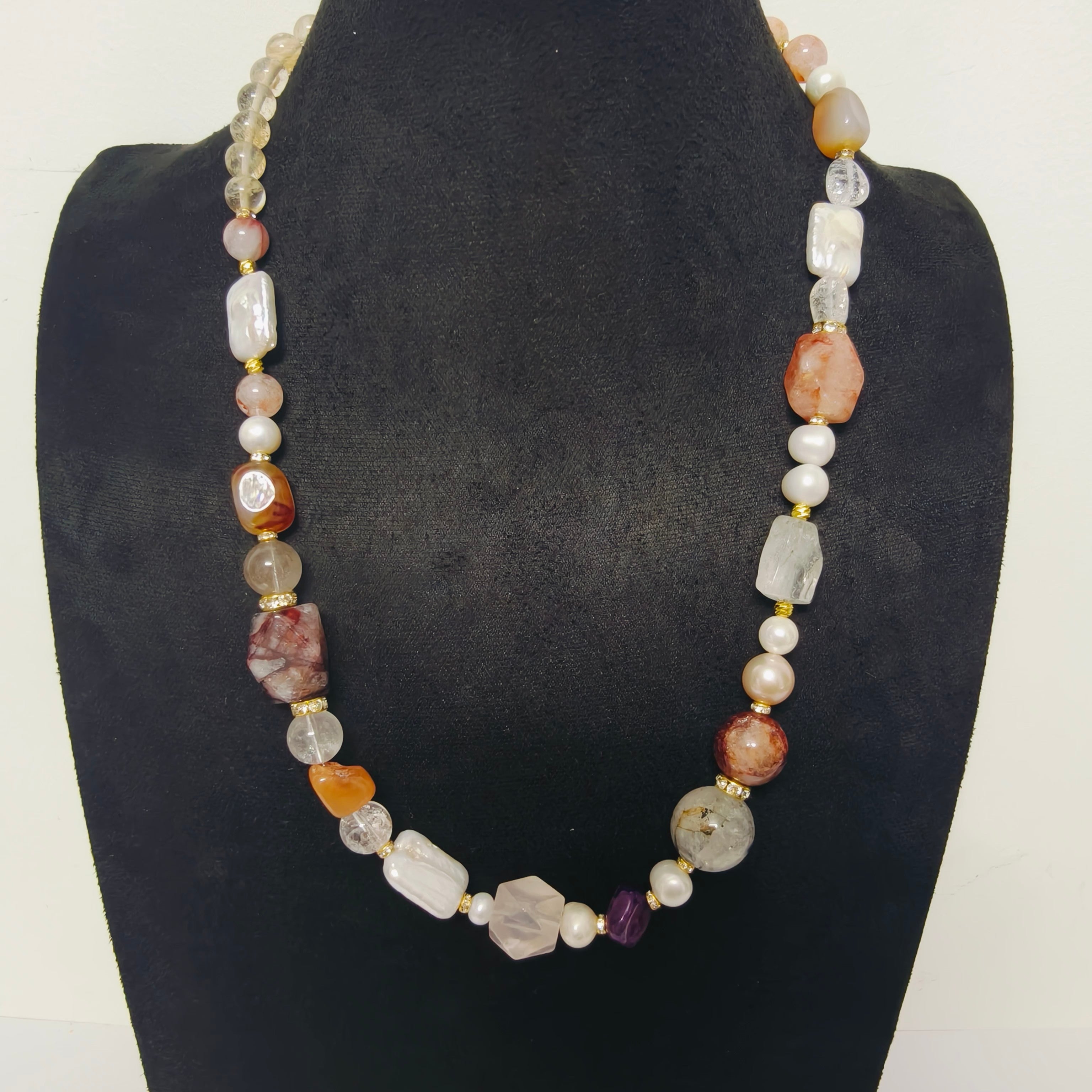 Handmade Premium Crystal Necklace | Artisan Woven Jewelry with Alloy Accents | Elegant Sparkling Statement Necklace for Women (MAC345)