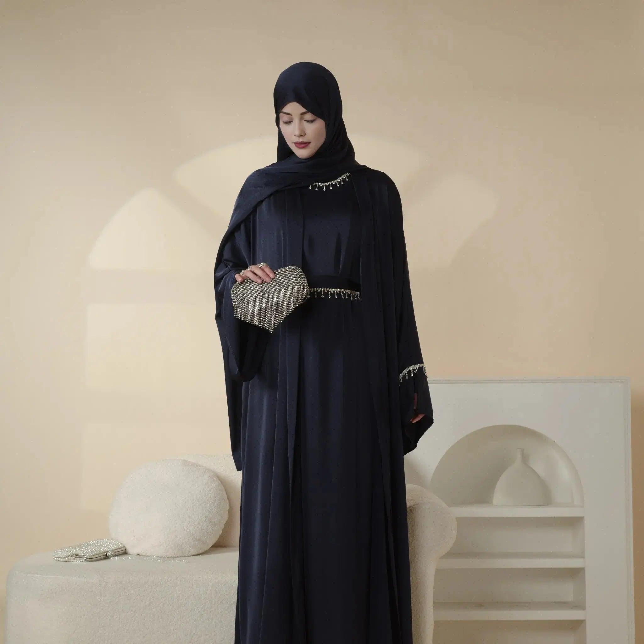 MOA041 Luxury Satin Diamond Tassel Abaya Set 6-Piece  (Preorder 30 days) Mariam's Collection
