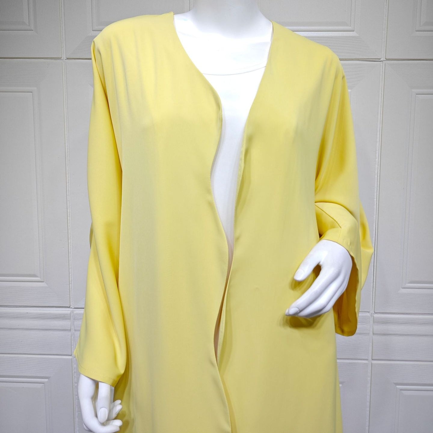 Collarless Open Front Abaya(MOA348)