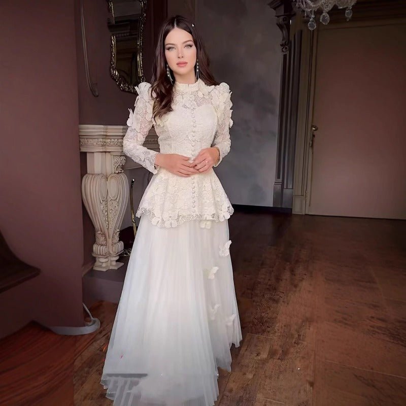 3D Butterfly Lace & Tulle Gown Set(MS223) - Mariam's Collection