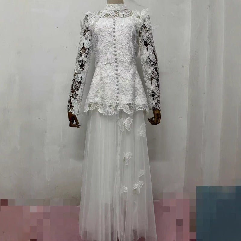 3D Butterfly Lace & Tulle Gown Set(MS223) - Mariam's Collection