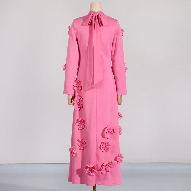 3D Floral Appliqué Maxi Dress(MS356) - Mariam's Collection