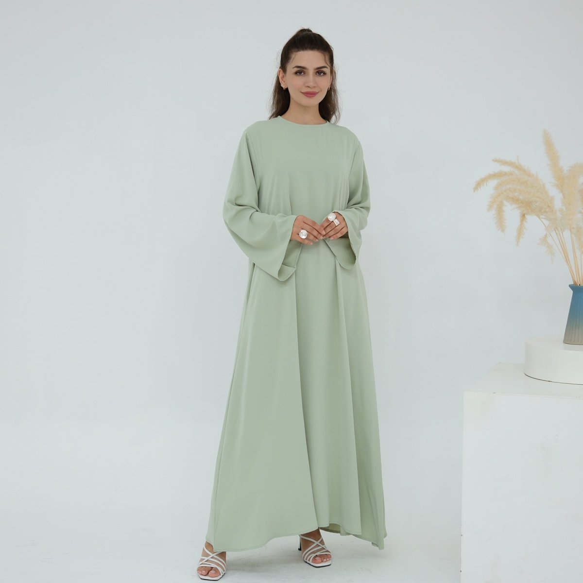3D Floral Mesh Open Abaya(MOA288) - Mariam's Collection