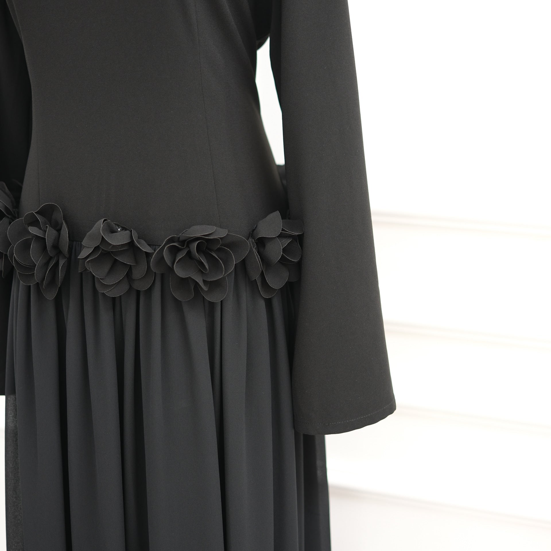 3D Rose Waist Fitted Maxi Dress(MS515) - Mariam's Collection