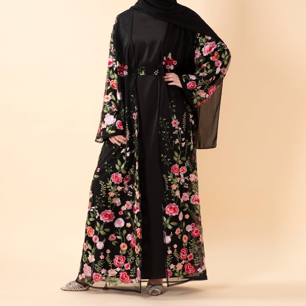 green emerald velvet dress Eastessence Presents Pearl Embroidered Cape Style Abaya Dress Available Only at eastessence.com. XL / 54 [+$ 4.99] / Black