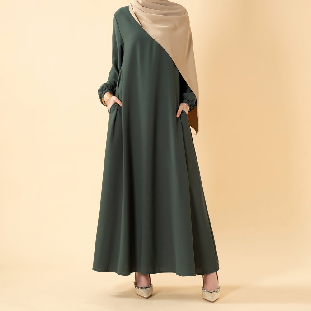 Essential Premium Versatile Pockets Umbrella Cut Abaya (MA113) - Mariam's Collection