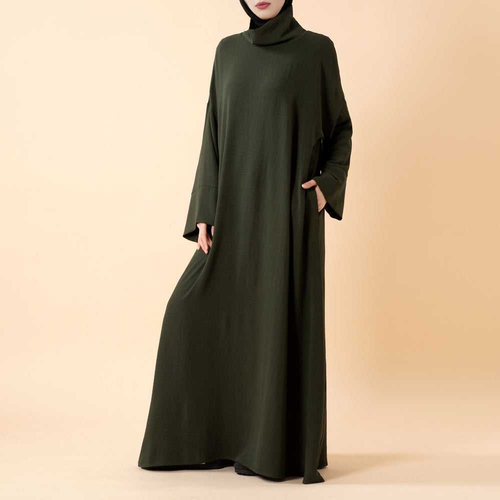 Everyday Crepe Turtleneck Abaya – Relaxed Fit for All Seasons(MA384)