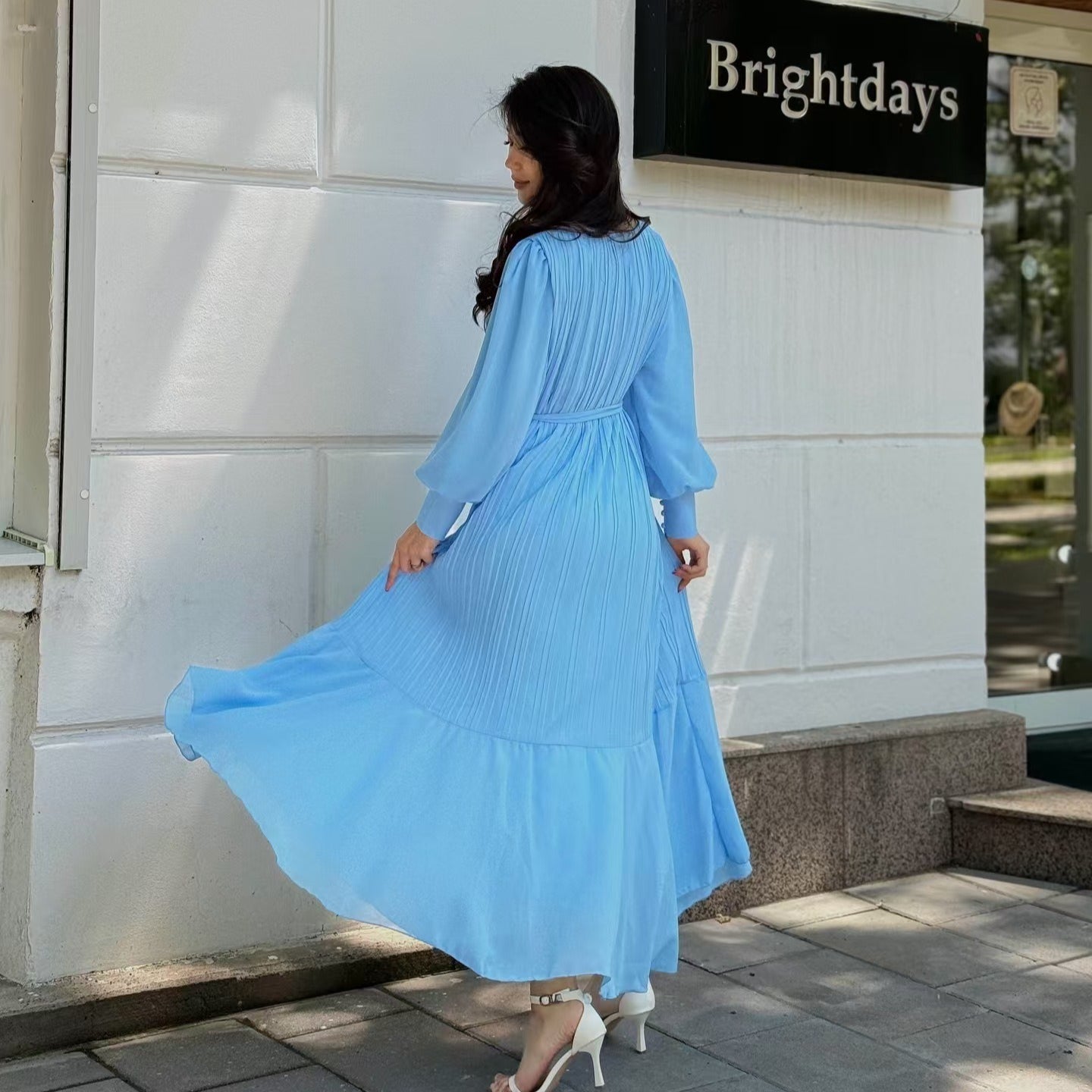Pleated Tiered Maxi Dress(MS466)