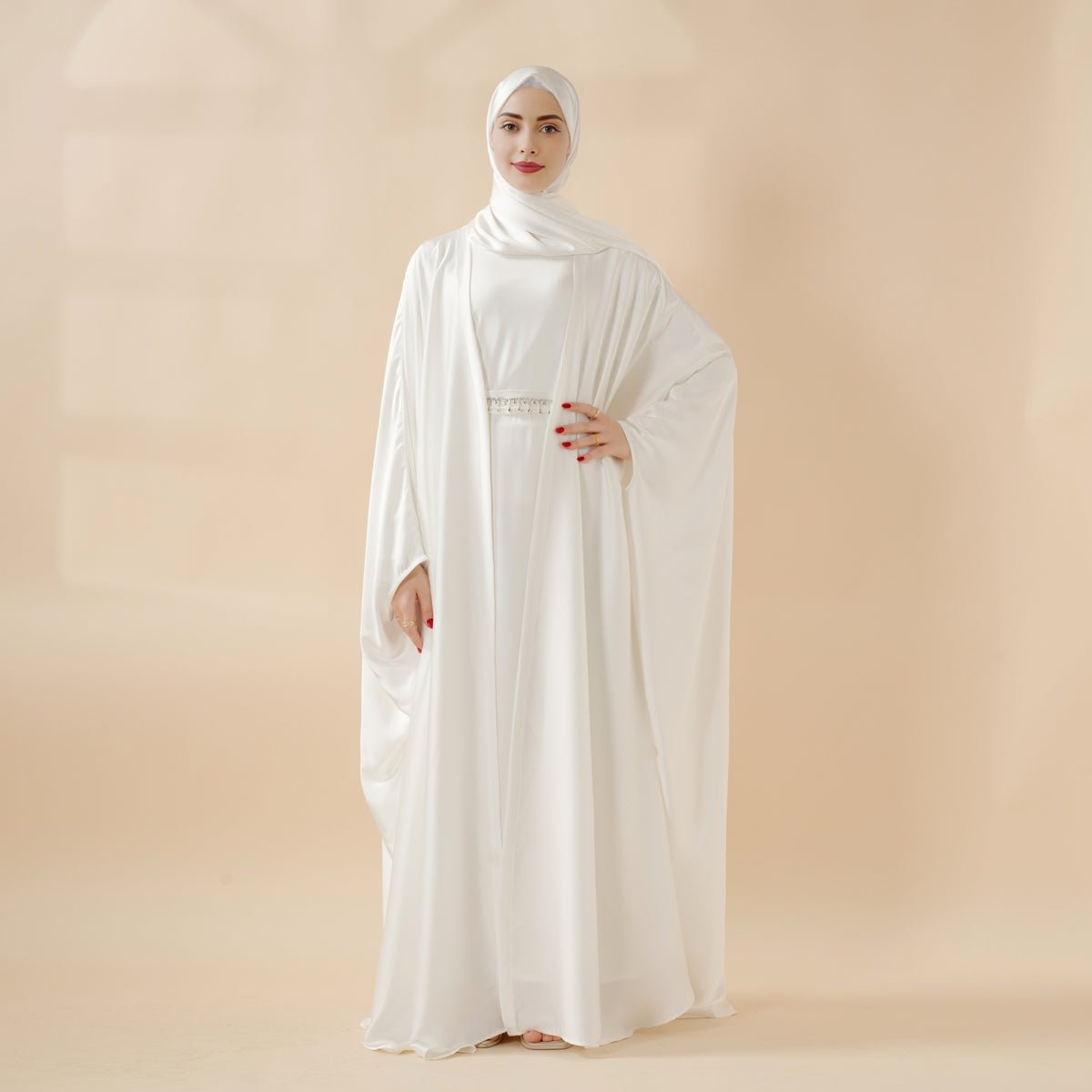 Butterfly Abaya With Niqab, Loose Full Cover Satin Abaya (MOA019)