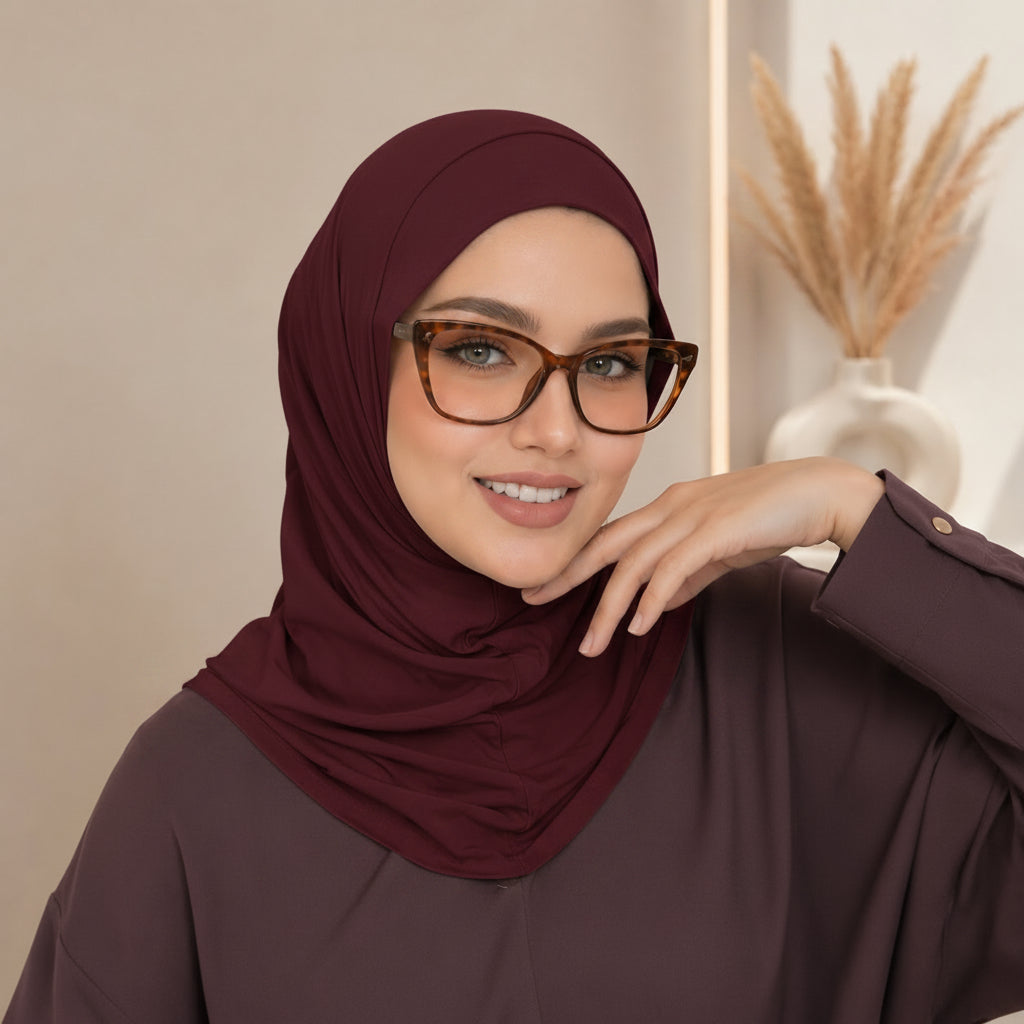 Stretch-Fit Instant Hijab — Cotton Modal, Earphone-Friendly (MH224)