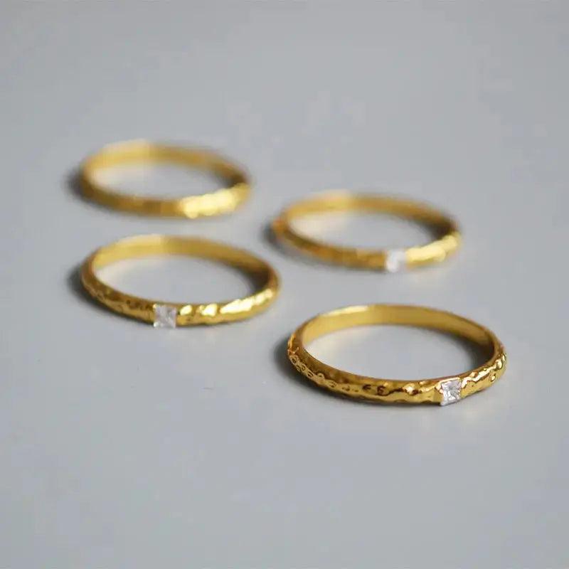 MAC067 Metallic Gold Zircon Ring 3-Piece Set Mariam's Collection