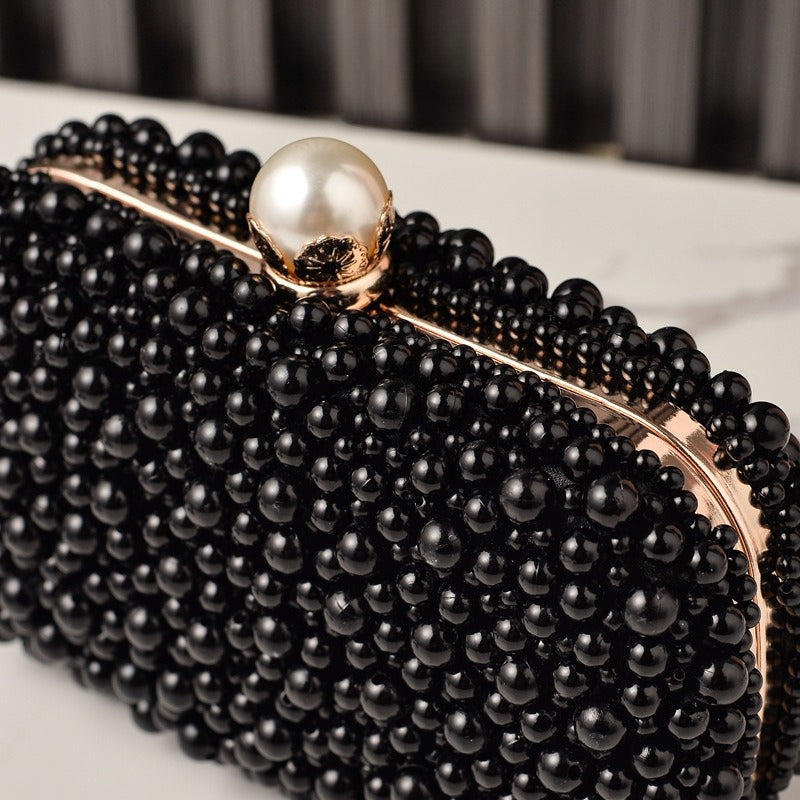 Elegant Faux Pearl Evening Clutch Bag - Vintage Style Beaded Handbag & Crossbody Purse for Weddings & Parties(MAC491)