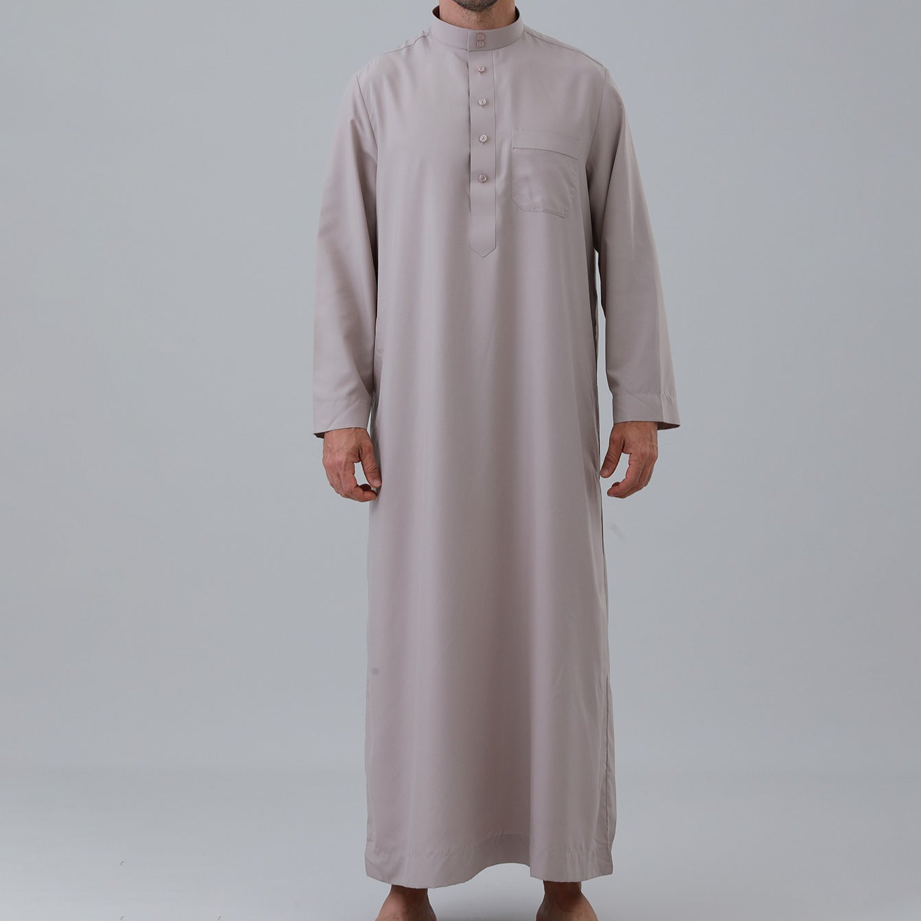 Men's Solid Color Thobe with Button Placket(MT036)