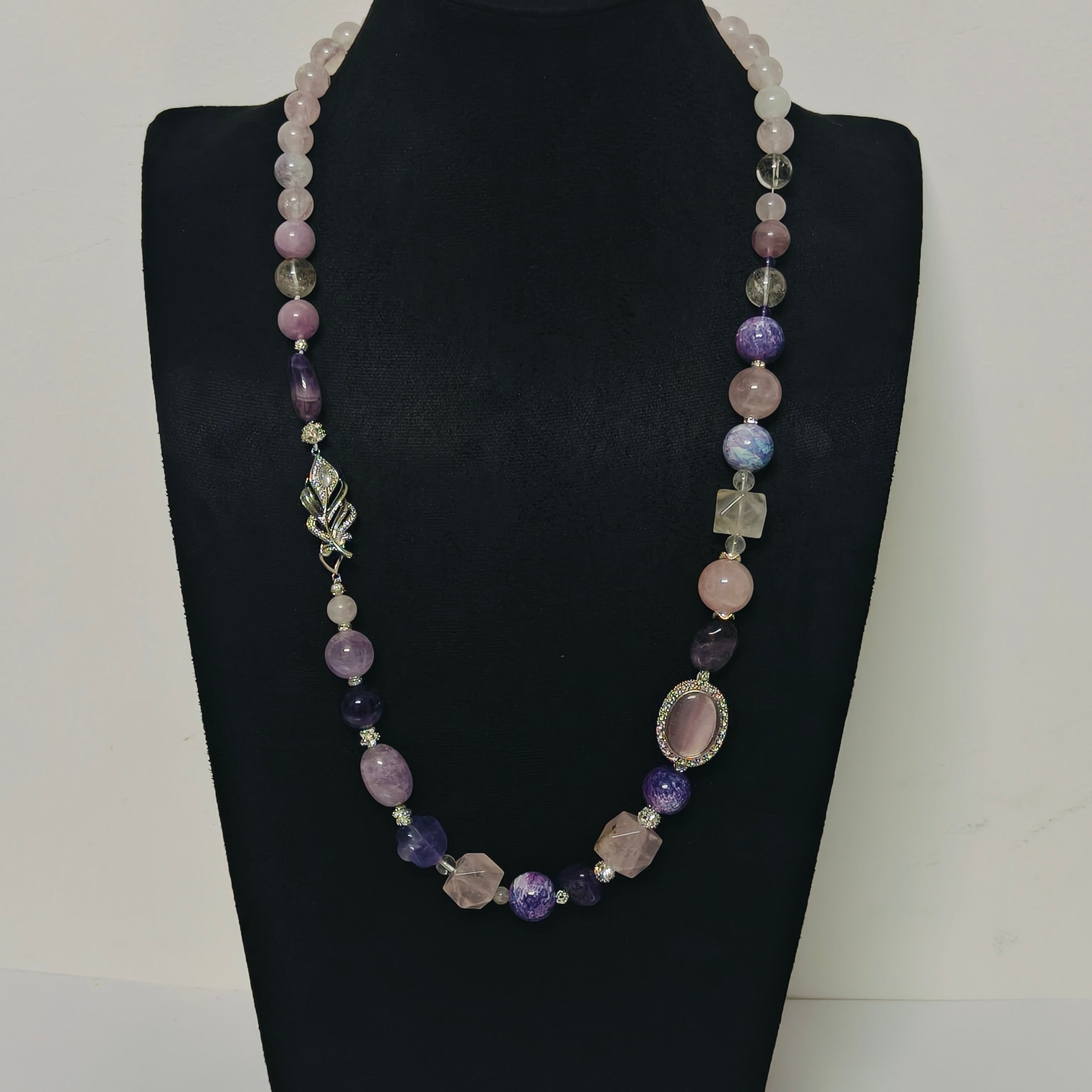 Handmade Premium Crystal Necklace | Artisan Woven Jewelry with Alloy Accents | Elegant Sparkling Statement Necklace for Women (MAC345)