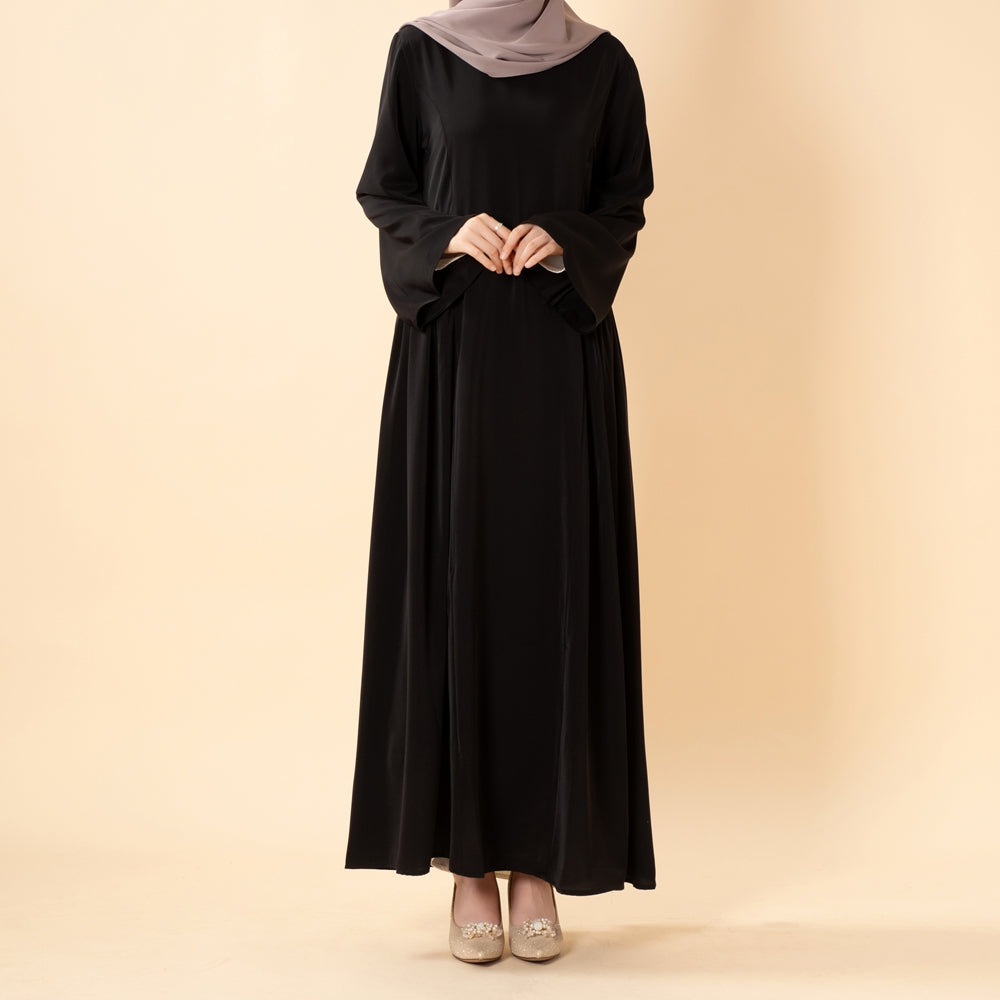 Nida Flared Maxi Dress with Pleated A-Line Skirt & Wide Bell Sleeves(MS435)