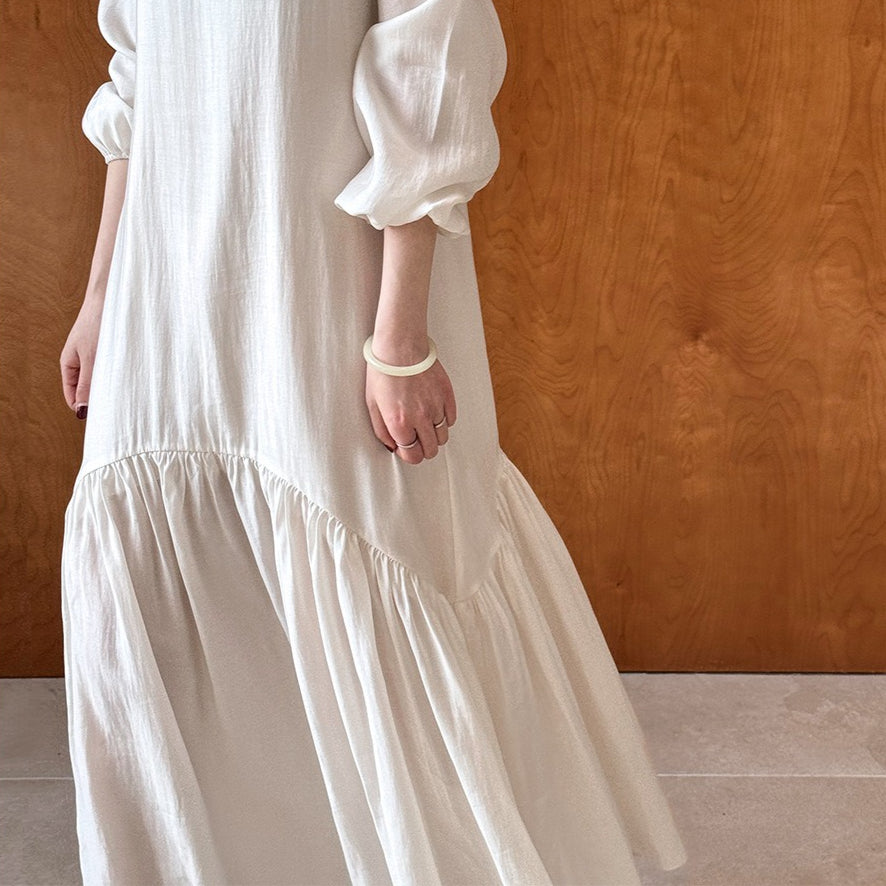 French-Inspired Ruffle Hem Maxi Dress(MS549)