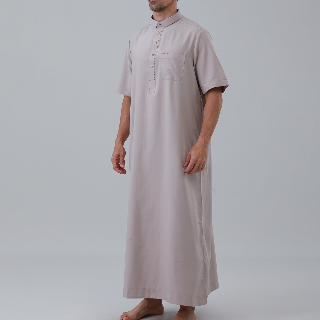 Men's Solid Color Thobe with Button Placket(MT038)