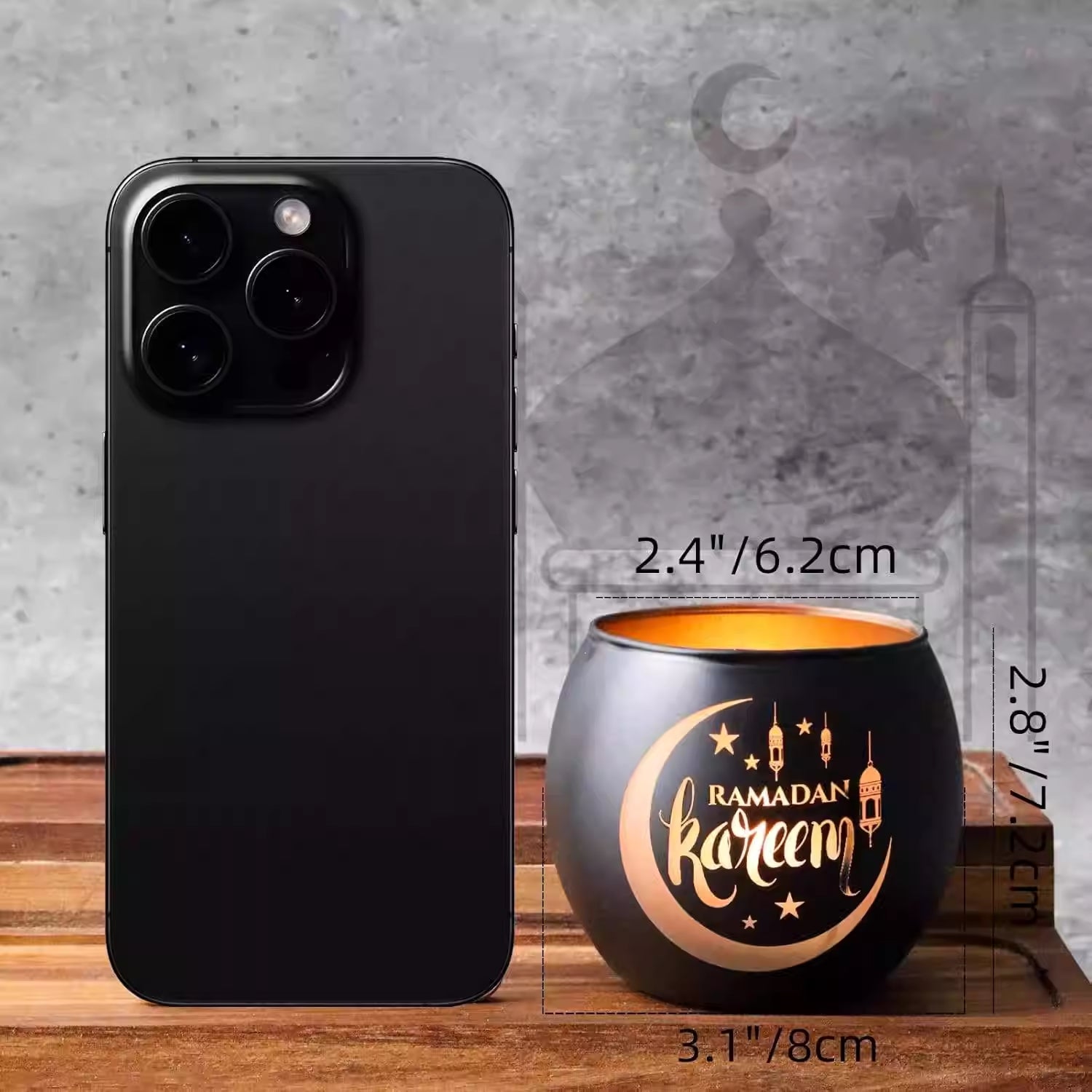 Ramadan Scented Candle Glass Holder Set (MAC391)