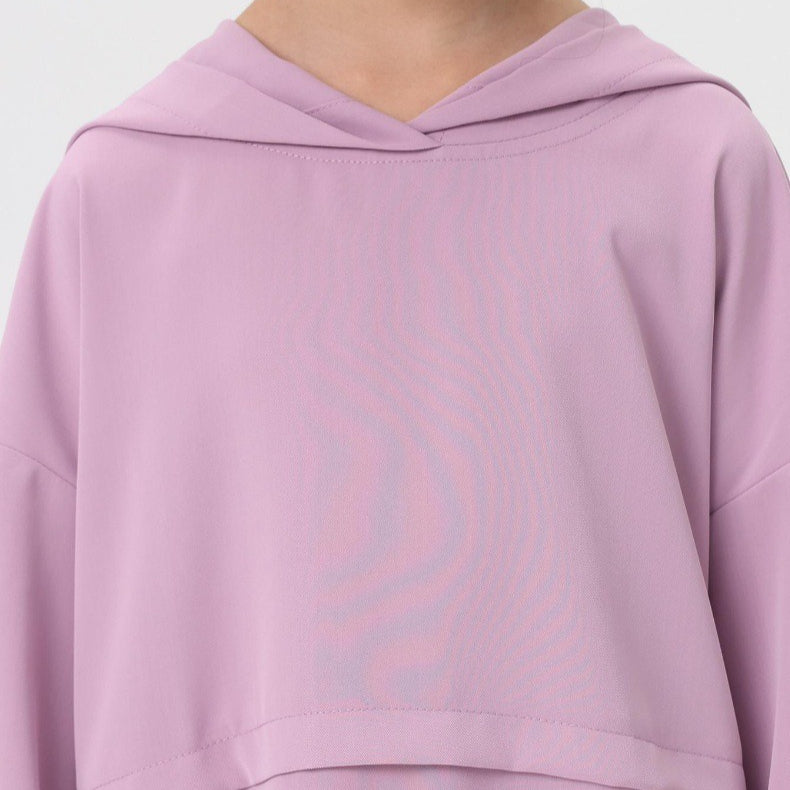Girls Hooded Drawstring Top & Midi Skirt Two-Piece Set(MKG030)