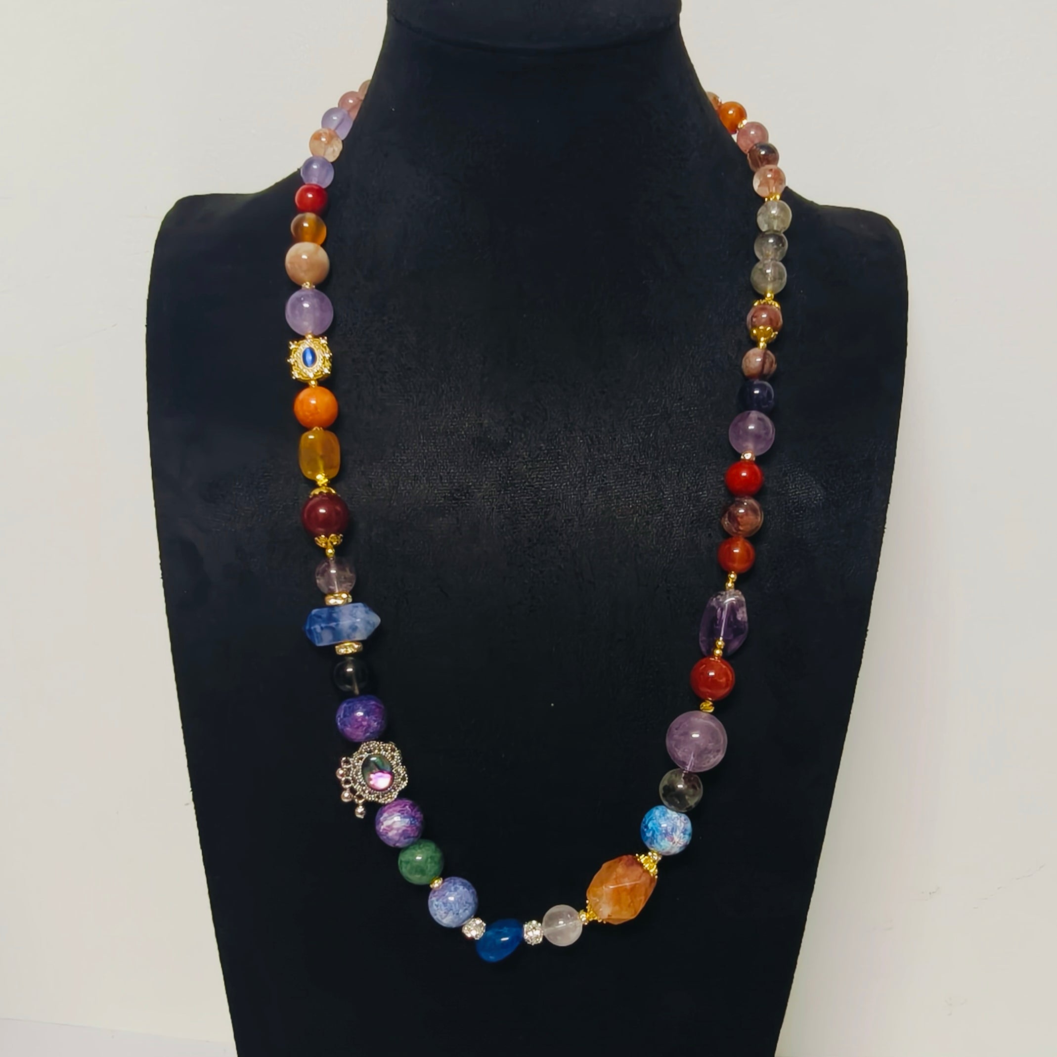 Handmade Premium Crystal Necklace | Artisan Woven Jewelry with Alloy Accents | Elegant Sparkling Statement Necklace for Women (MAC345)