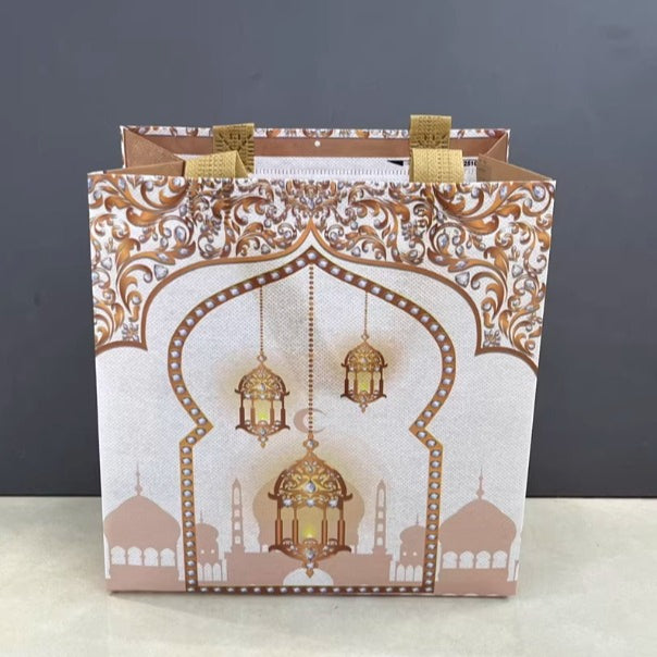 Ramadan Eid Mubarak Handheld Gift Bag Set | Islamic Printed Non-Woven Tote Bags (MAC389)