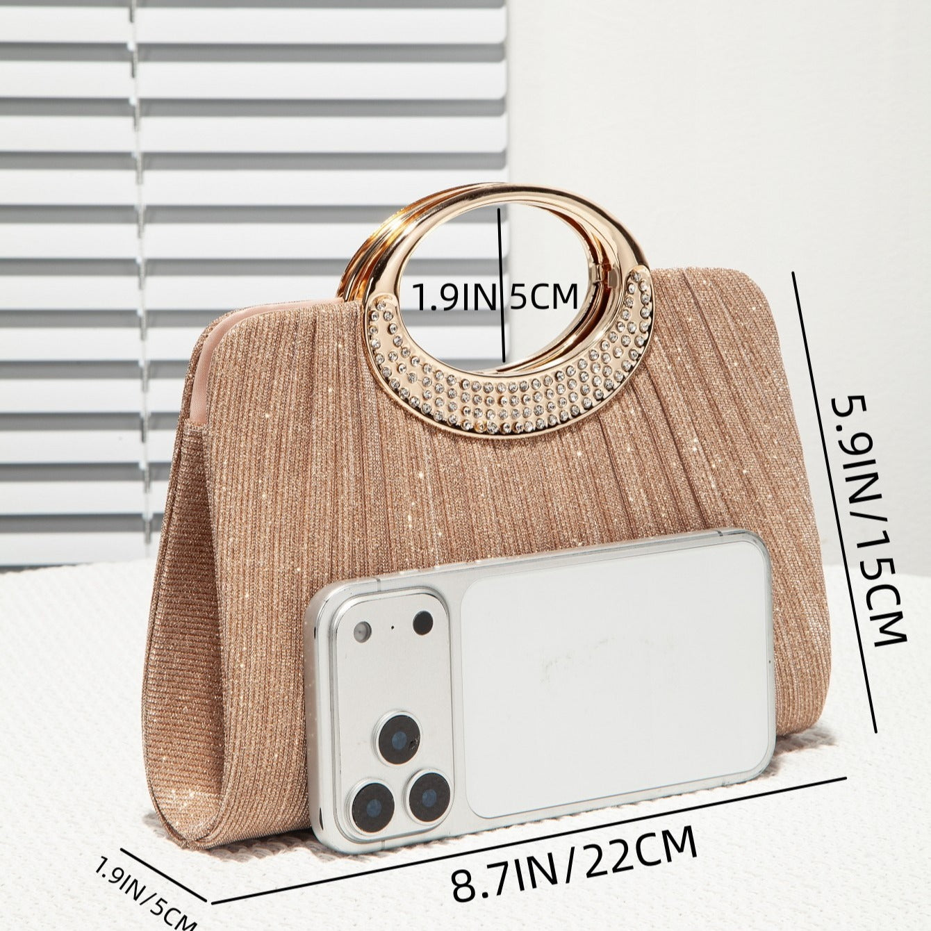 Oval Ring Handle Pleated Satchel Bag(MAC441)