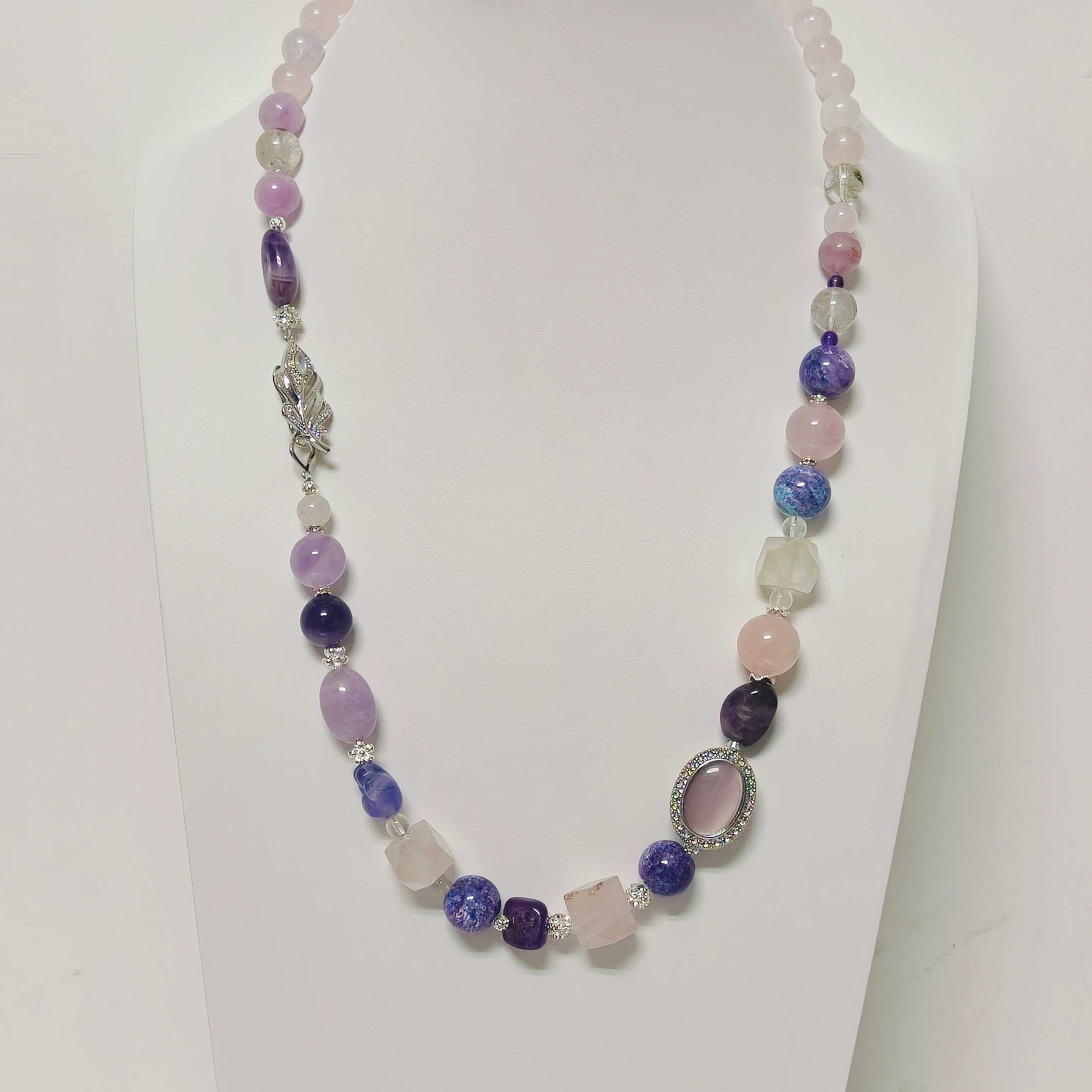 Handmade Premium Crystal Necklace | Artisan Woven Jewelry with Alloy Accents | Elegant Sparkling Statement Necklace for Women (MAC345)