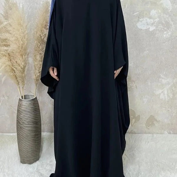 Modest Batwing Sleeve Loose Solid Color Maxi Abaya(MA172)