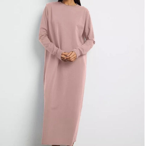 Klassieke Pullover Maxi-jurk | Effen Jurk met Ronde Hals en Lange Mouwen (MA317)