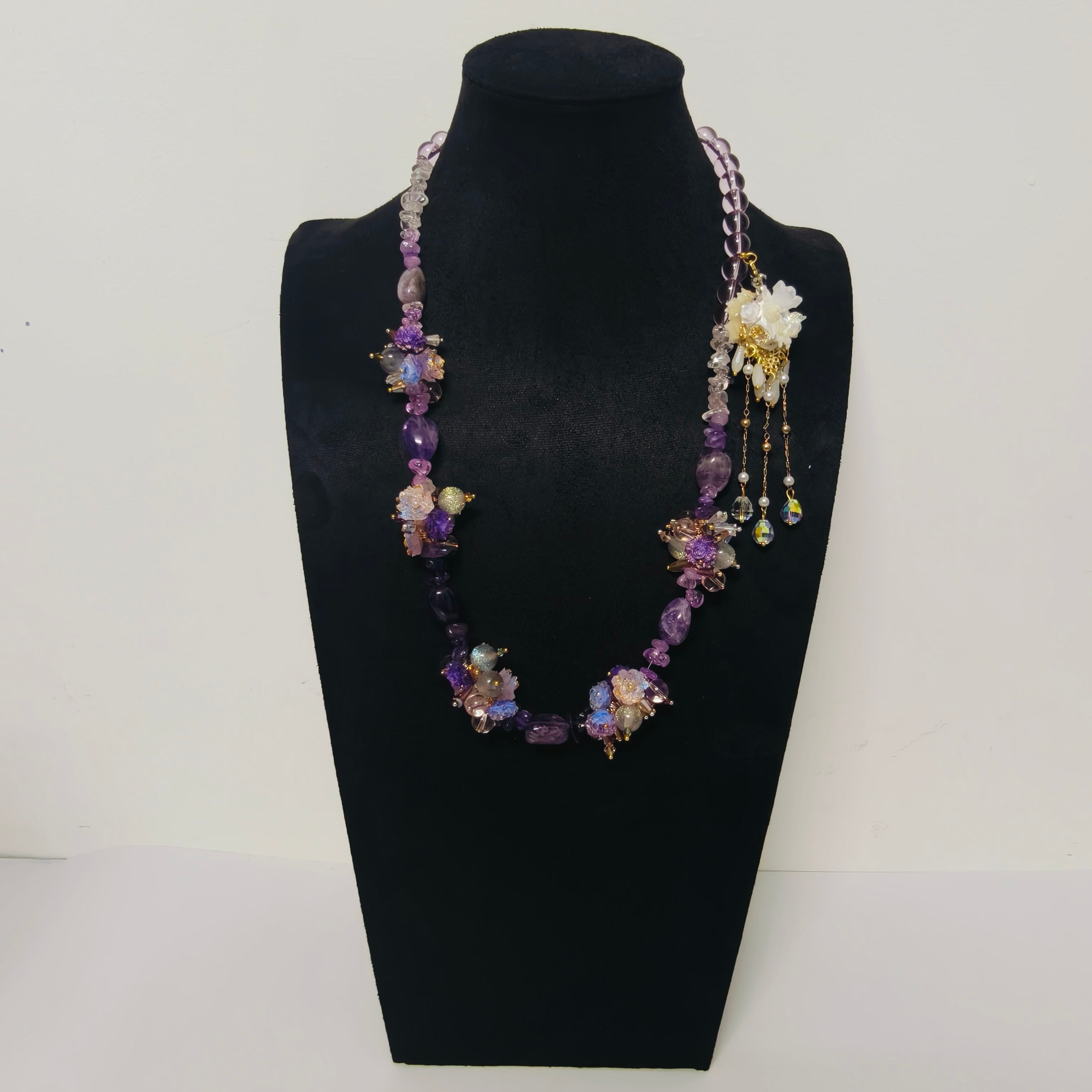 Handmade Premium Crystal Necklace | Artisan Woven Jewelry with Alloy Accents | Elegant Sparkling Statement Necklace for Women (MAC345)