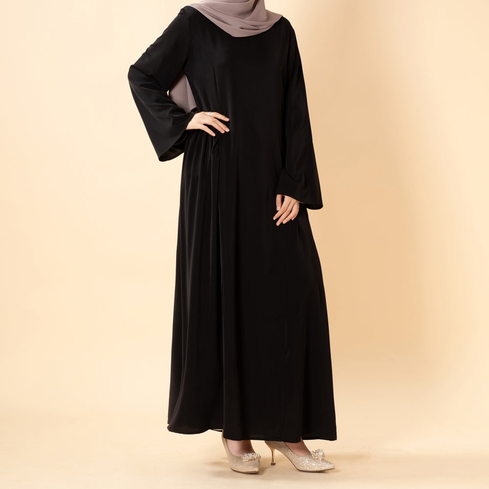 Nida Flared Maxi Dress with Pleated A-Line Skirt & Wide Bell Sleeves(MS435)