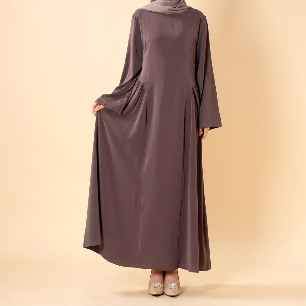 Nida Flared Maxi Dress with Pleated A-Line Skirt & Wide Bell Sleeves(MS435)