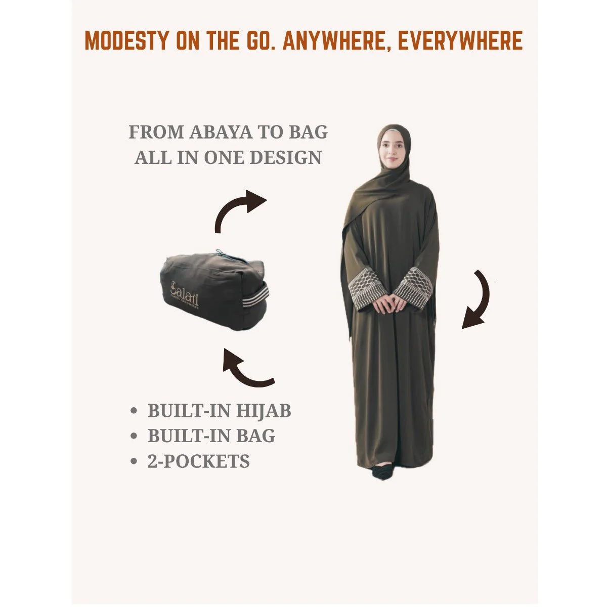 Archive Piece Portable Pocket Headscarf Dress Abaya - MP042 (Size Free Size Only)
