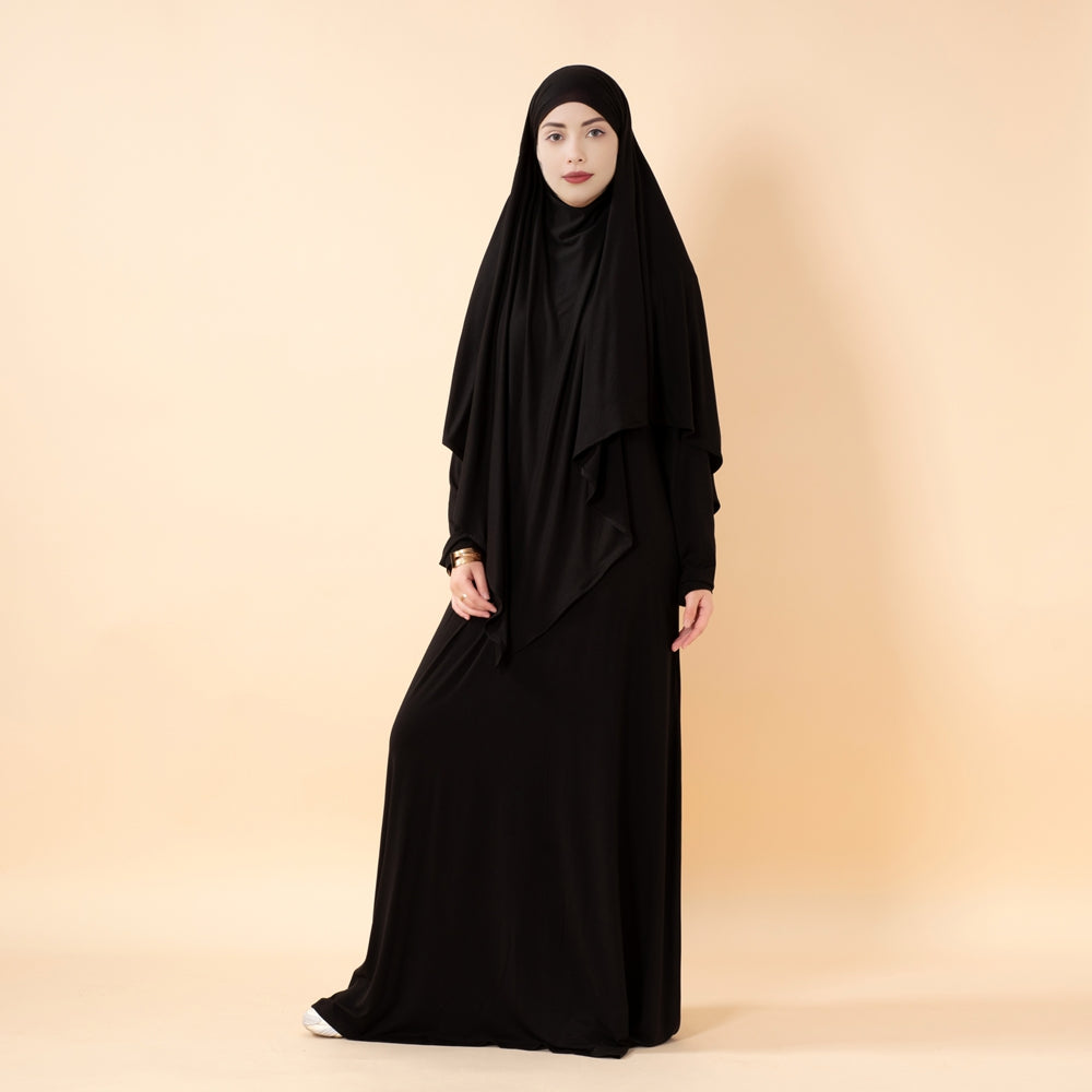 Serenity Veil Set | Premium Lenzing™ Modal Khimar & Dress Two-Piece Set (MK029)