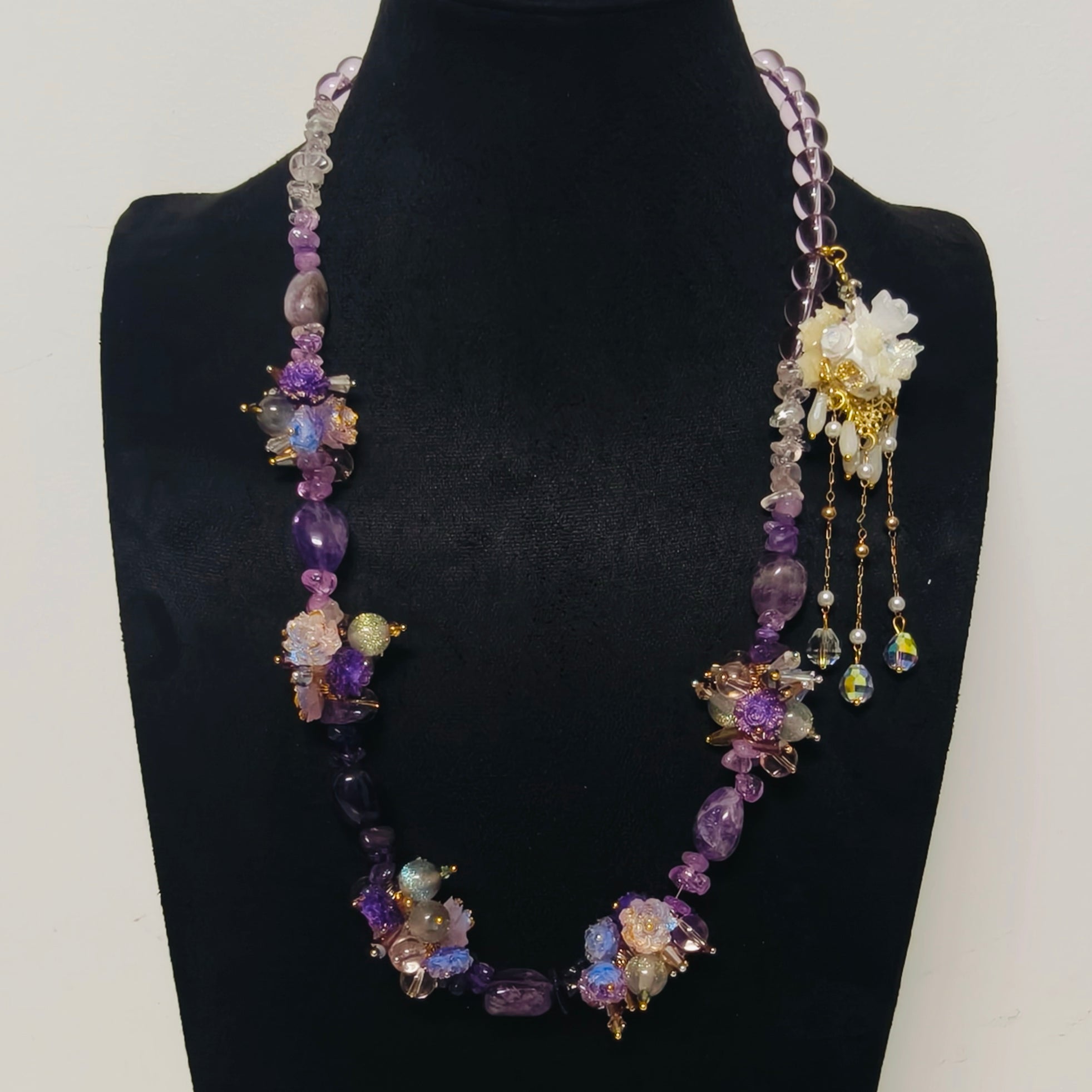 Handmade Premium Crystal Necklace | Artisan Woven Jewelry with Alloy Accents | Elegant Sparkling Statement Necklace for Women (MAC345)