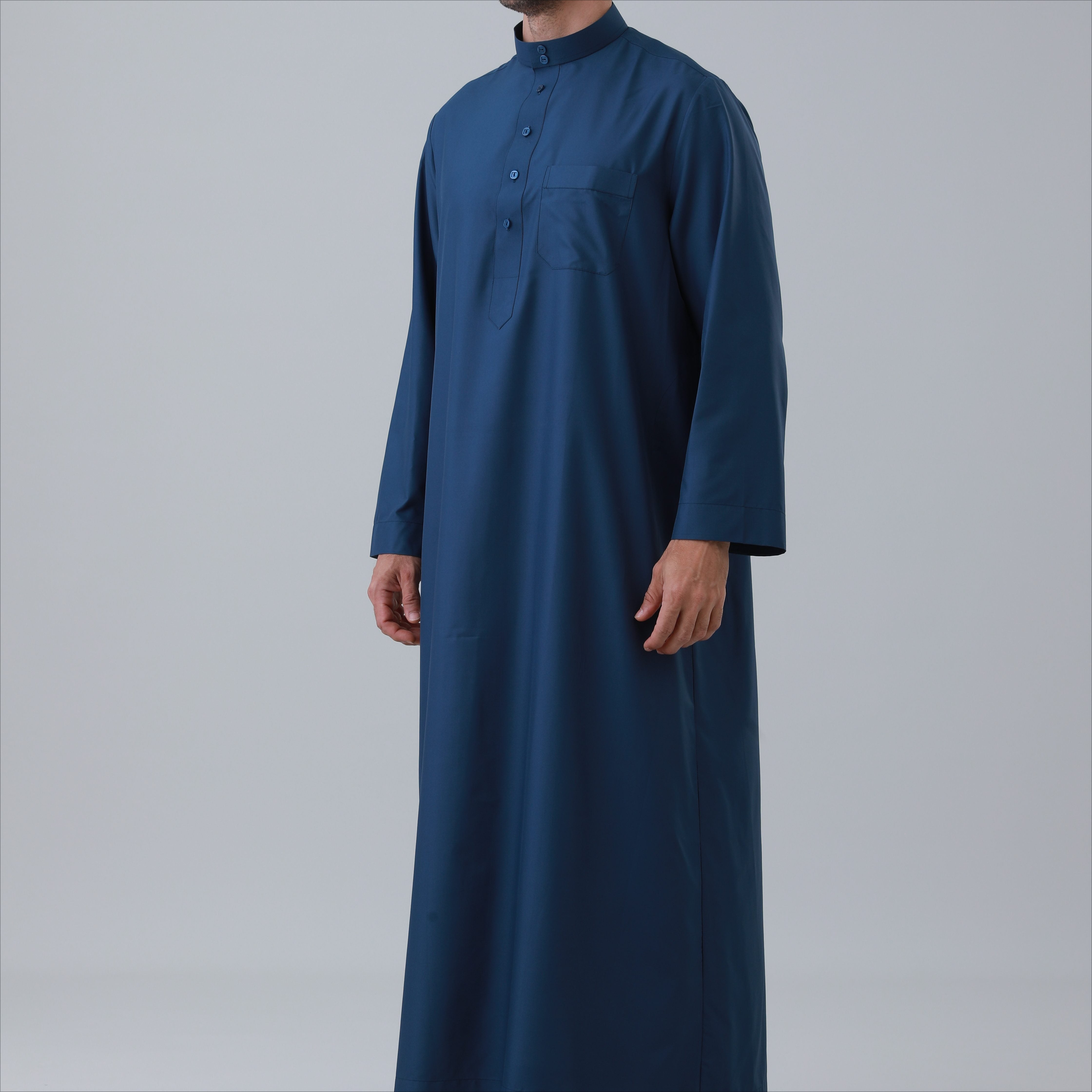 Men's Solid Color Thobe with Button Placket(MT036)