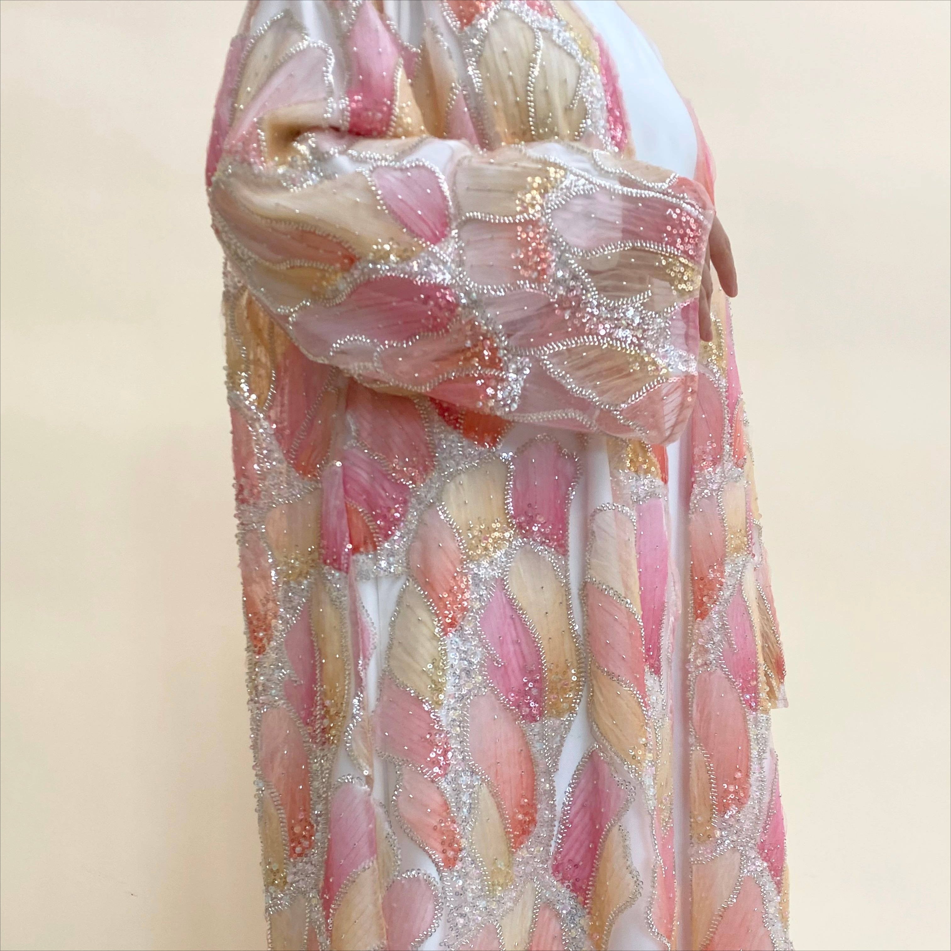 Luxury Hand-Embroidered Open Abaya Cardigan(MOA295)