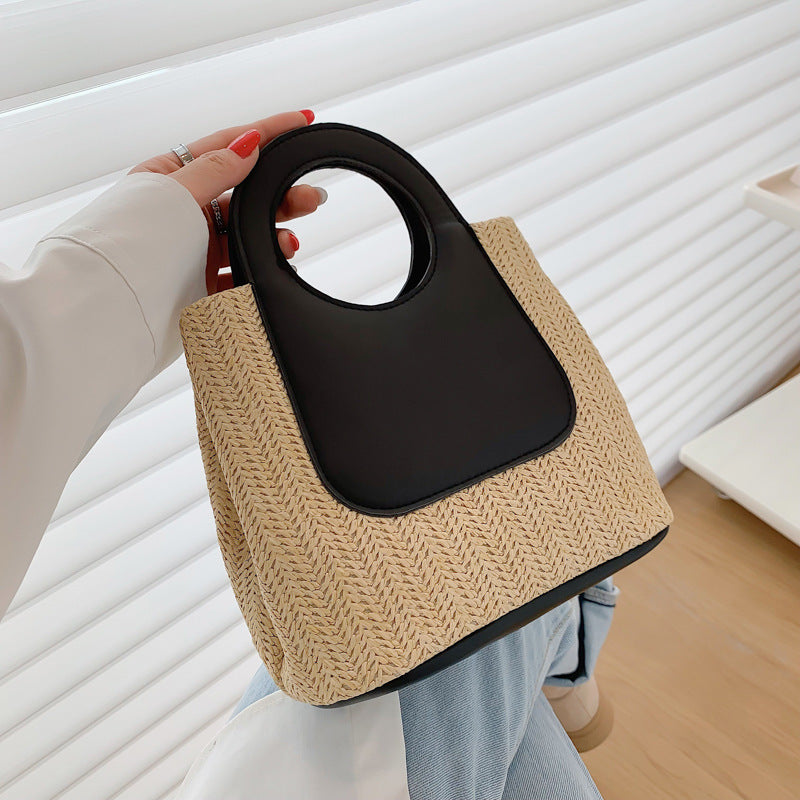 Summer Contrast Woven Top-Handle Bag (MAC467)